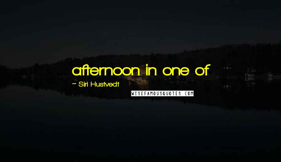 Siri Hustvedt Quotes: afternoon in one of