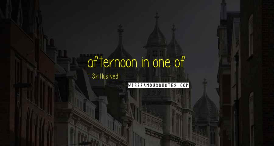 Siri Hustvedt Quotes: afternoon in one of