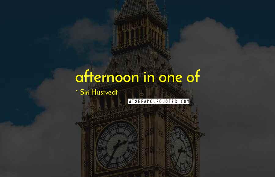 Siri Hustvedt Quotes: afternoon in one of