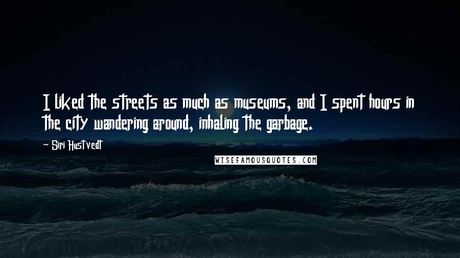 Siri Hustvedt Quotes: I liked the streets as much as museums, and I spent hours in the city wandering around, inhaling the garbage.