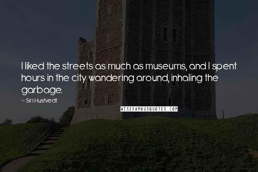 Siri Hustvedt Quotes: I liked the streets as much as museums, and I spent hours in the city wandering around, inhaling the garbage.