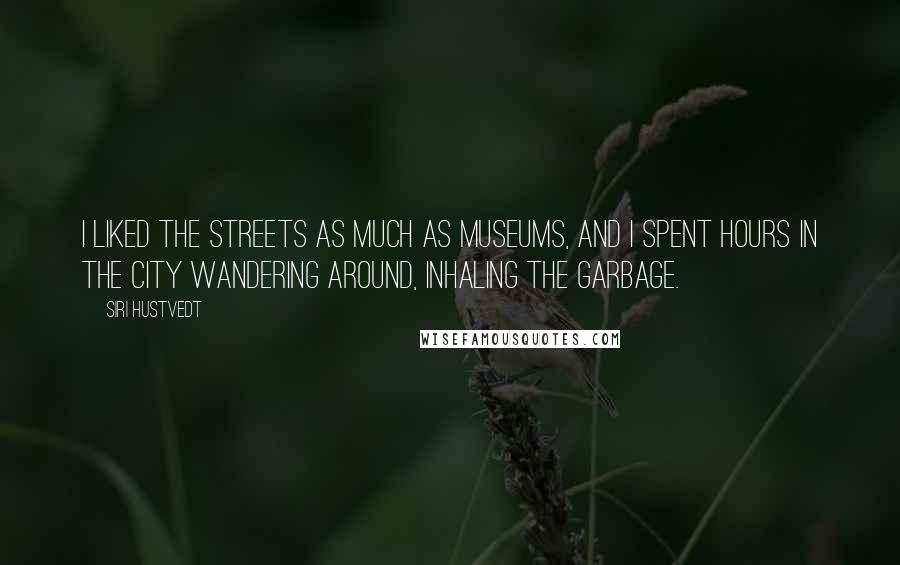 Siri Hustvedt Quotes: I liked the streets as much as museums, and I spent hours in the city wandering around, inhaling the garbage.