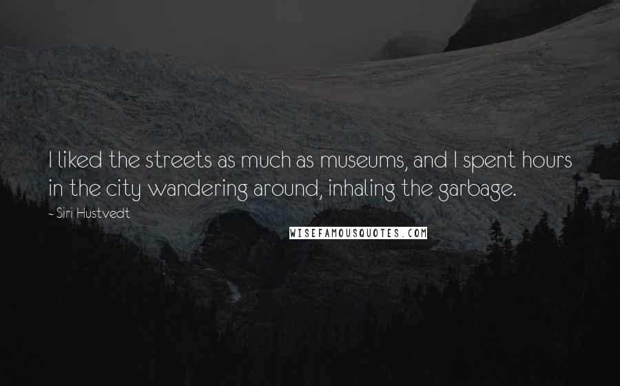 Siri Hustvedt Quotes: I liked the streets as much as museums, and I spent hours in the city wandering around, inhaling the garbage.