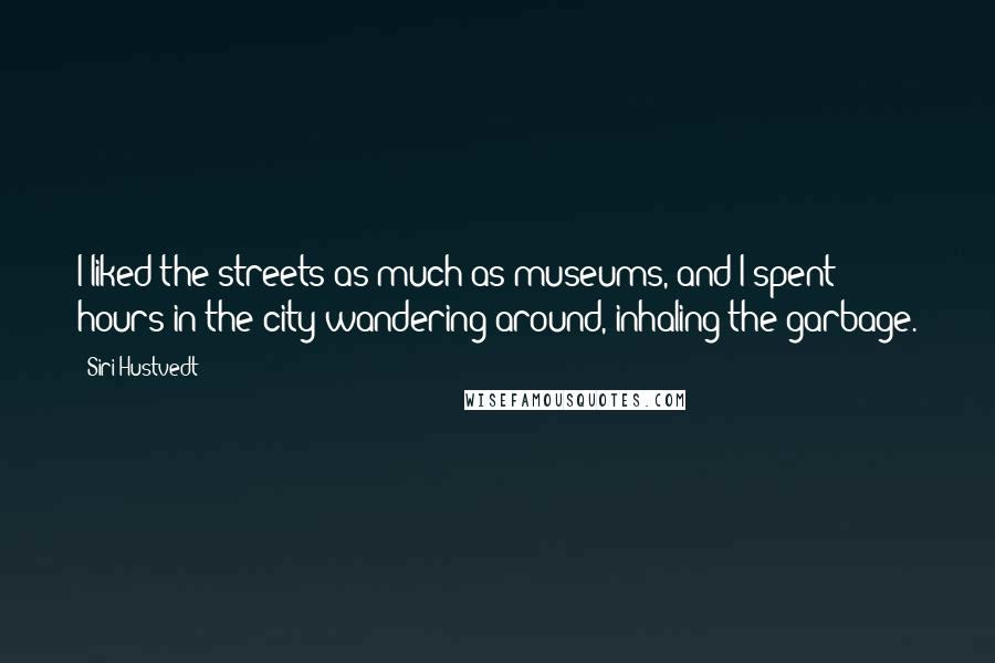 Siri Hustvedt Quotes: I liked the streets as much as museums, and I spent hours in the city wandering around, inhaling the garbage.