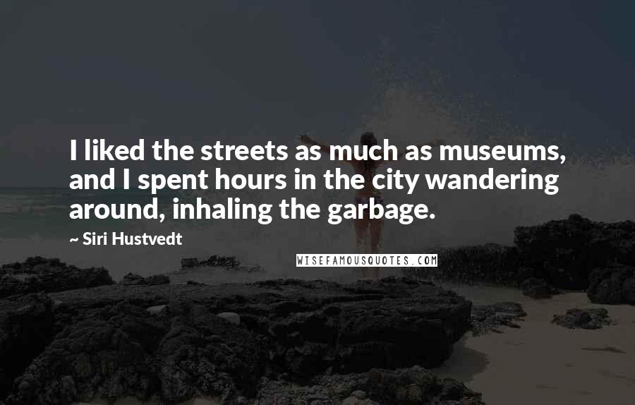 Siri Hustvedt Quotes: I liked the streets as much as museums, and I spent hours in the city wandering around, inhaling the garbage.