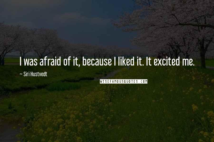 Siri Hustvedt Quotes: I was afraid of it, because I liked it. It excited me.
