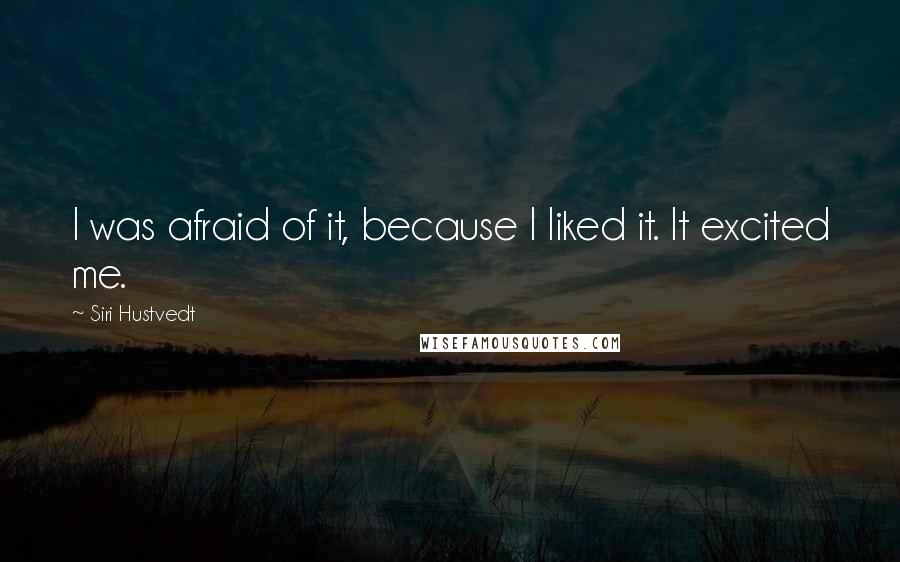 Siri Hustvedt Quotes: I was afraid of it, because I liked it. It excited me.