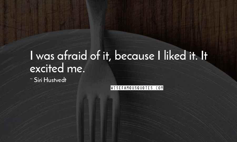 Siri Hustvedt Quotes: I was afraid of it, because I liked it. It excited me.