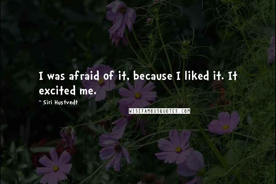 Siri Hustvedt Quotes: I was afraid of it, because I liked it. It excited me.