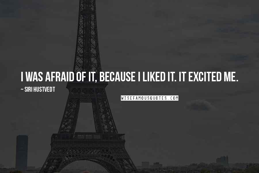 Siri Hustvedt Quotes: I was afraid of it, because I liked it. It excited me.