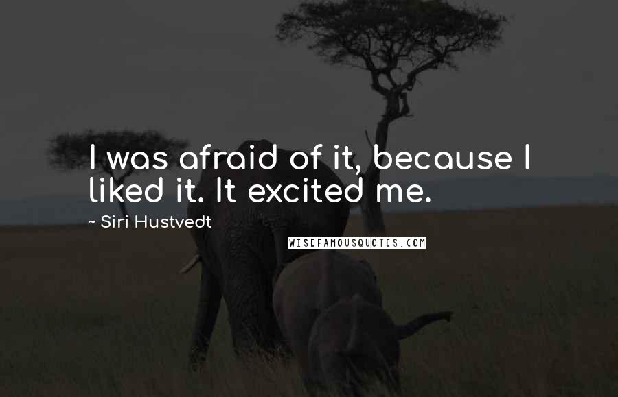 Siri Hustvedt Quotes: I was afraid of it, because I liked it. It excited me.
