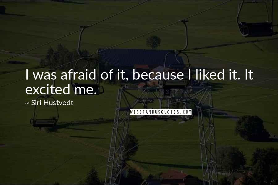 Siri Hustvedt Quotes: I was afraid of it, because I liked it. It excited me.