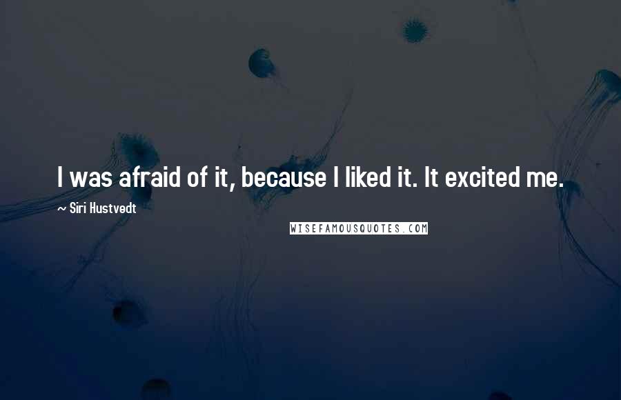Siri Hustvedt Quotes: I was afraid of it, because I liked it. It excited me.