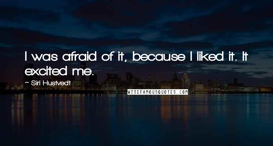 Siri Hustvedt Quotes: I was afraid of it, because I liked it. It excited me.