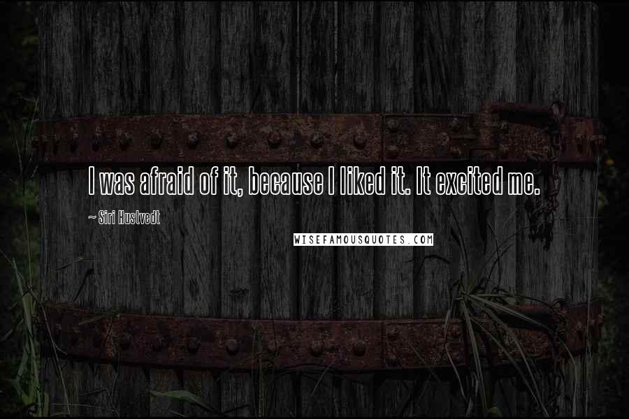 Siri Hustvedt Quotes: I was afraid of it, because I liked it. It excited me.