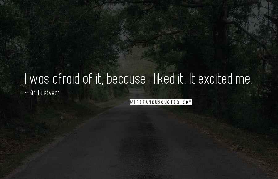 Siri Hustvedt Quotes: I was afraid of it, because I liked it. It excited me.