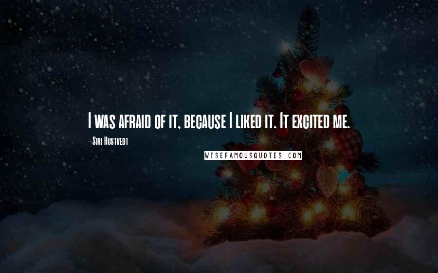 Siri Hustvedt Quotes: I was afraid of it, because I liked it. It excited me.