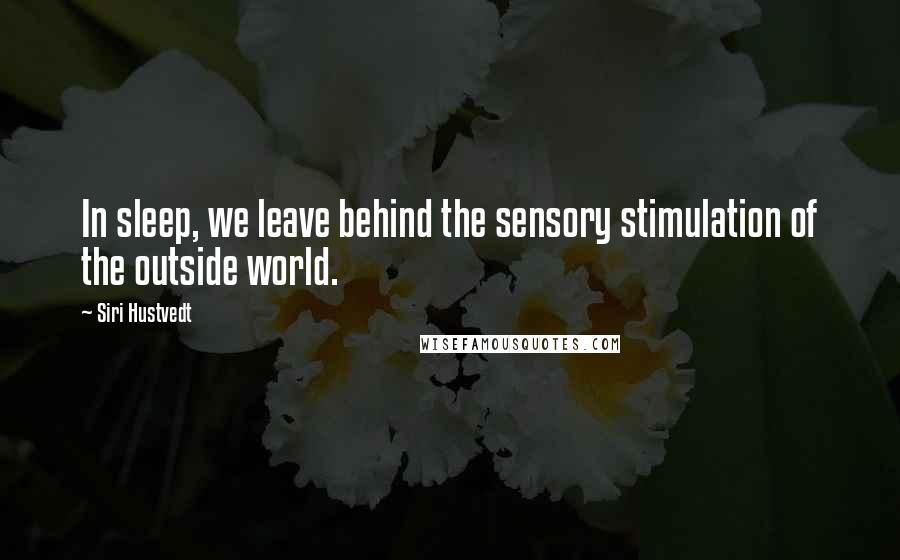 Siri Hustvedt Quotes: In sleep, we leave behind the sensory stimulation of the outside world.