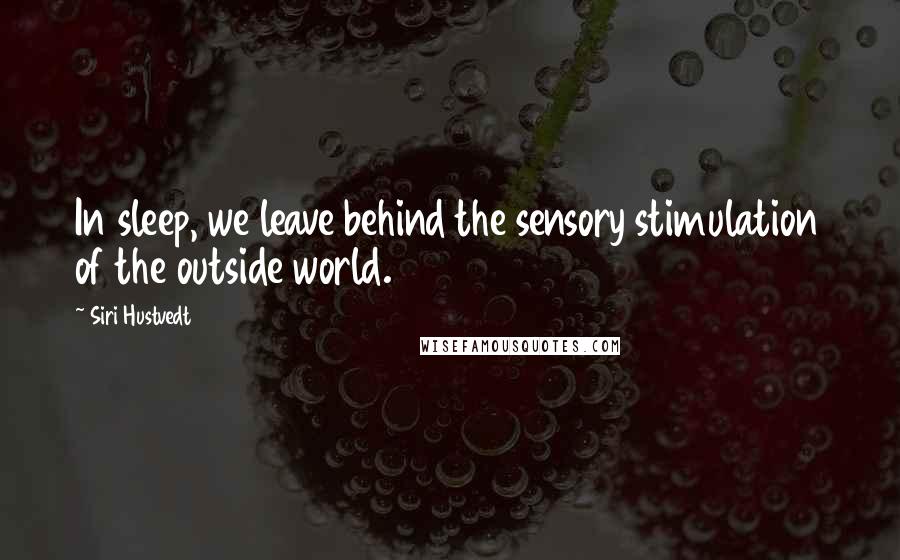 Siri Hustvedt Quotes: In sleep, we leave behind the sensory stimulation of the outside world.