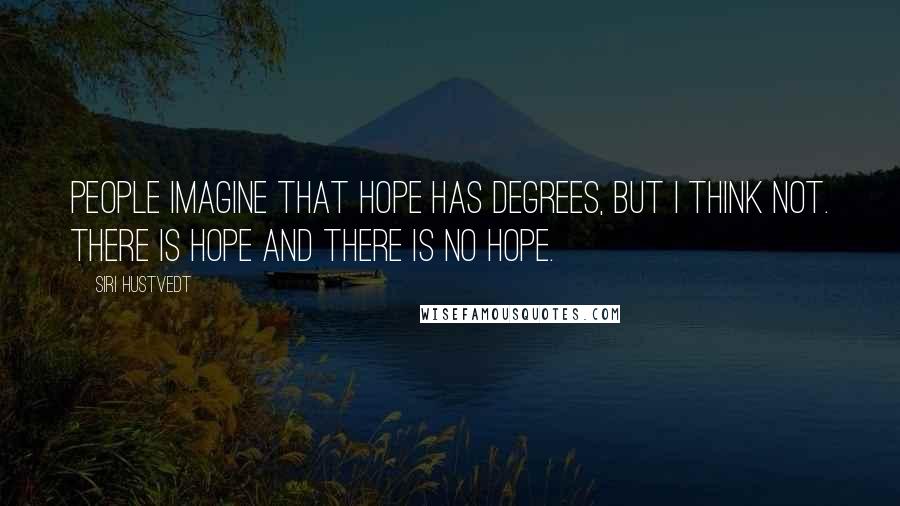 Siri Hustvedt Quotes: People imagine that hope has degrees, but I think not. There is hope and there is no hope.