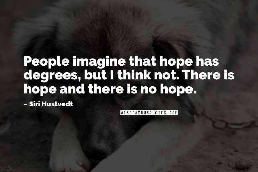 Siri Hustvedt Quotes: People imagine that hope has degrees, but I think not. There is hope and there is no hope.