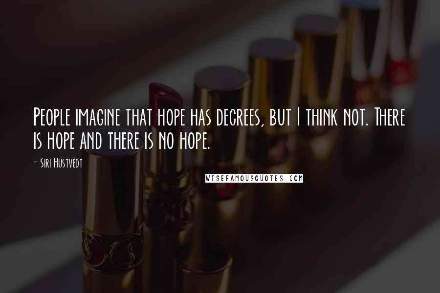 Siri Hustvedt Quotes: People imagine that hope has degrees, but I think not. There is hope and there is no hope.