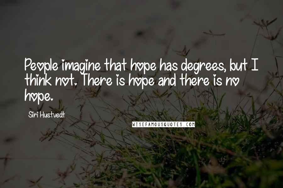 Siri Hustvedt Quotes: People imagine that hope has degrees, but I think not. There is hope and there is no hope.