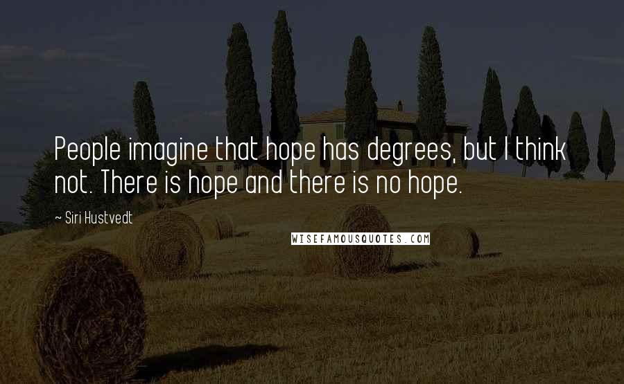 Siri Hustvedt Quotes: People imagine that hope has degrees, but I think not. There is hope and there is no hope.