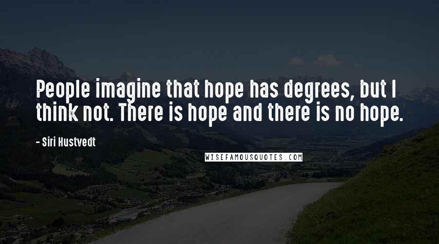 Siri Hustvedt Quotes: People imagine that hope has degrees, but I think not. There is hope and there is no hope.