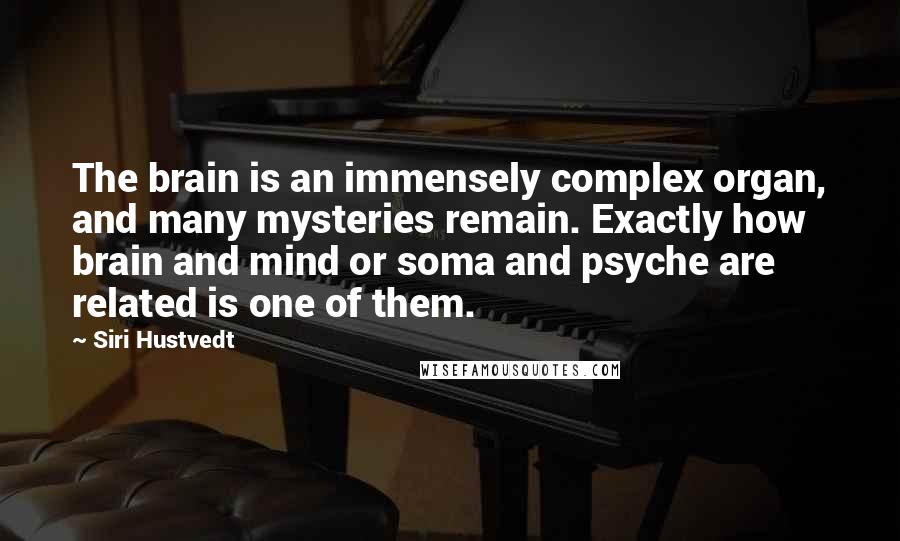Siri Hustvedt Quotes: The brain is an immensely complex organ, and many mysteries remain. Exactly how brain and mind or soma and psyche are related is one of them.