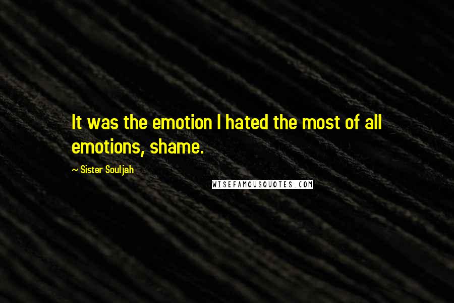 Sister Souljah Quotes: It was the emotion I hated the most of all emotions, shame.