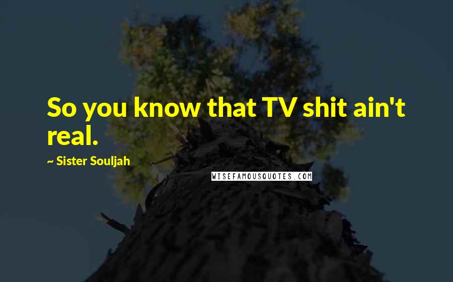 Sister Souljah Quotes: So you know that TV shit ain't real.