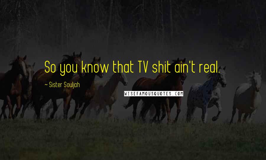 Sister Souljah Quotes: So you know that TV shit ain't real.