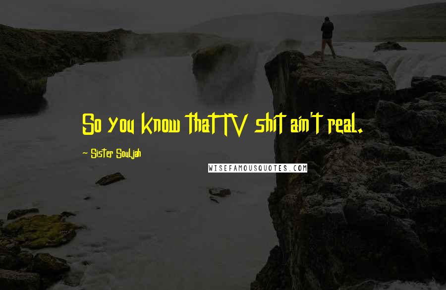 Sister Souljah Quotes: So you know that TV shit ain't real.