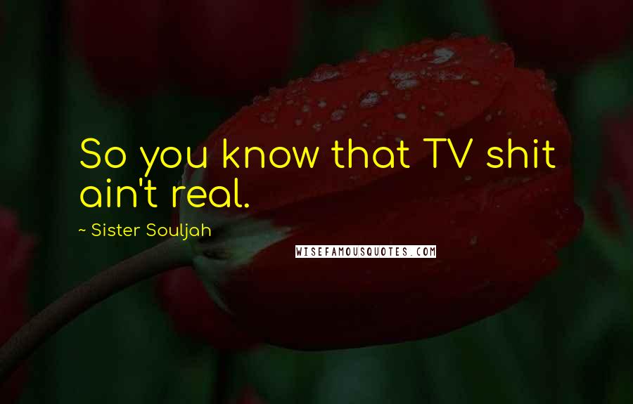 Sister Souljah Quotes: So you know that TV shit ain't real.