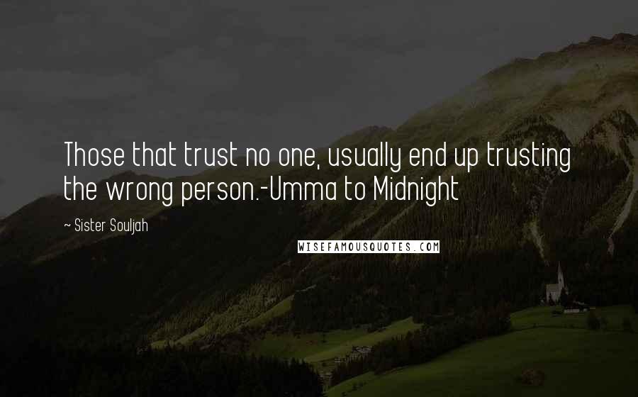 Sister Souljah Quotes: Those that trust no one, usually end up trusting the wrong person.-Umma to Midnight