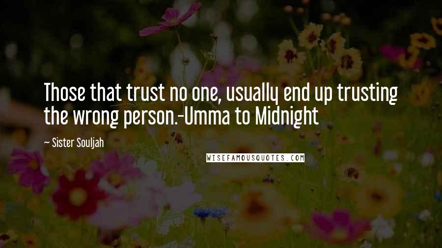 Sister Souljah Quotes: Those that trust no one, usually end up trusting the wrong person.-Umma to Midnight