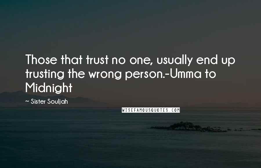 Sister Souljah Quotes: Those that trust no one, usually end up trusting the wrong person.-Umma to Midnight