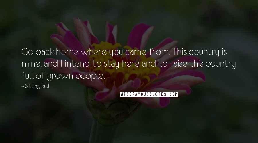 Sitting Bull Quotes: Go back home where you came from. This country is mine, and I intend to stay here and to raise this country full of grown people.