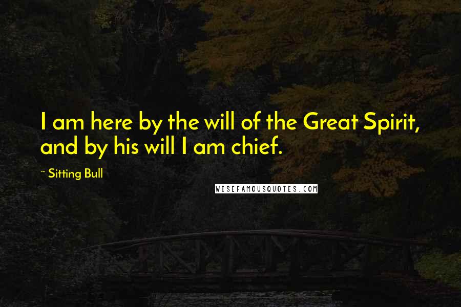 Sitting Bull Quotes: I am here by the will of the Great Spirit, and by his will I am chief.