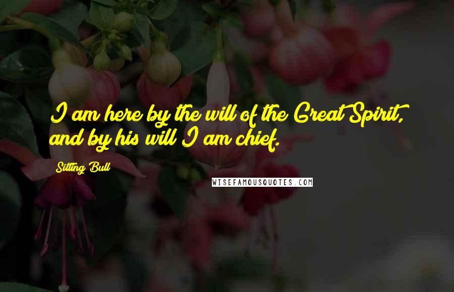 Sitting Bull Quotes: I am here by the will of the Great Spirit, and by his will I am chief.