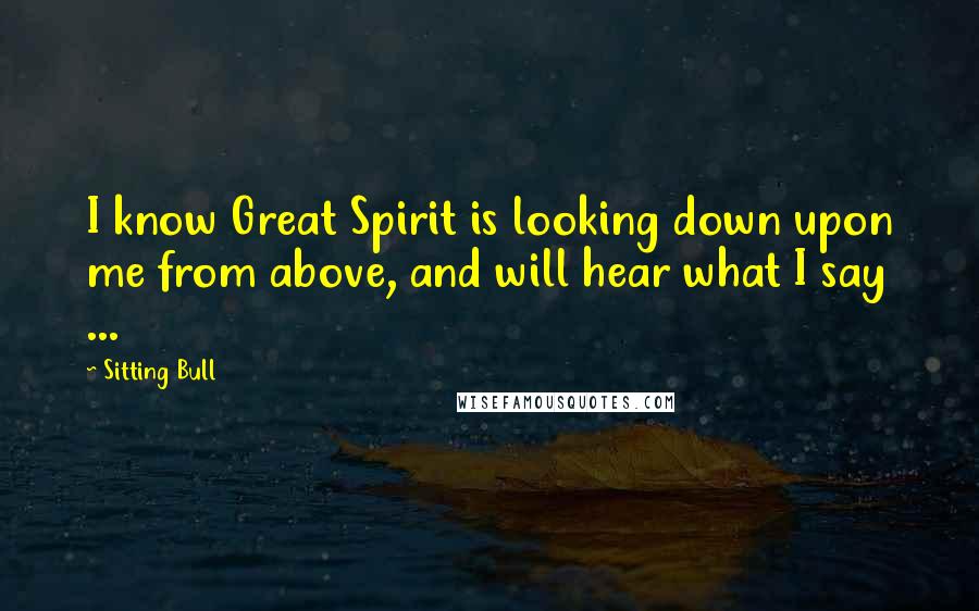 Sitting Bull Quotes: I know Great Spirit is looking down upon me from above, and will hear what I say ...