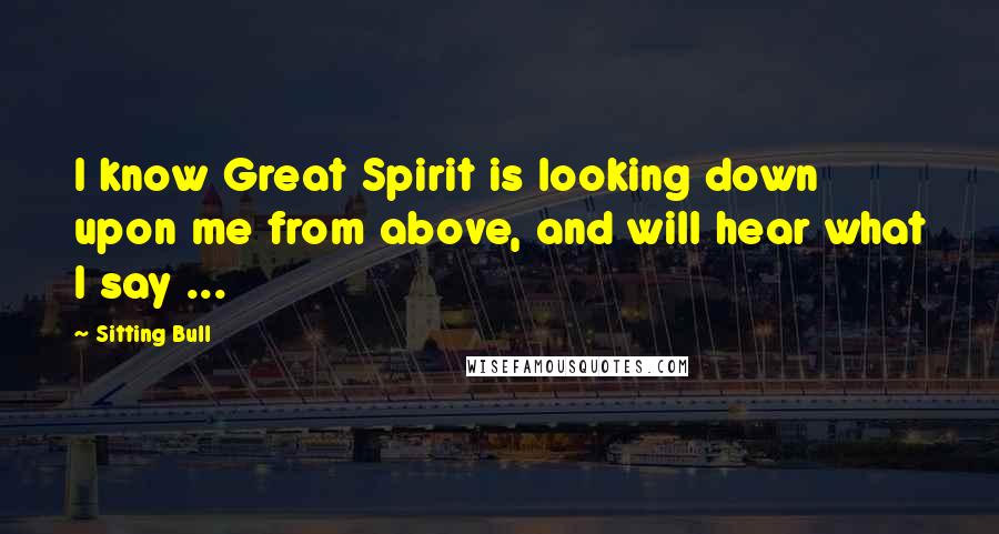 Sitting Bull Quotes: I know Great Spirit is looking down upon me from above, and will hear what I say ...