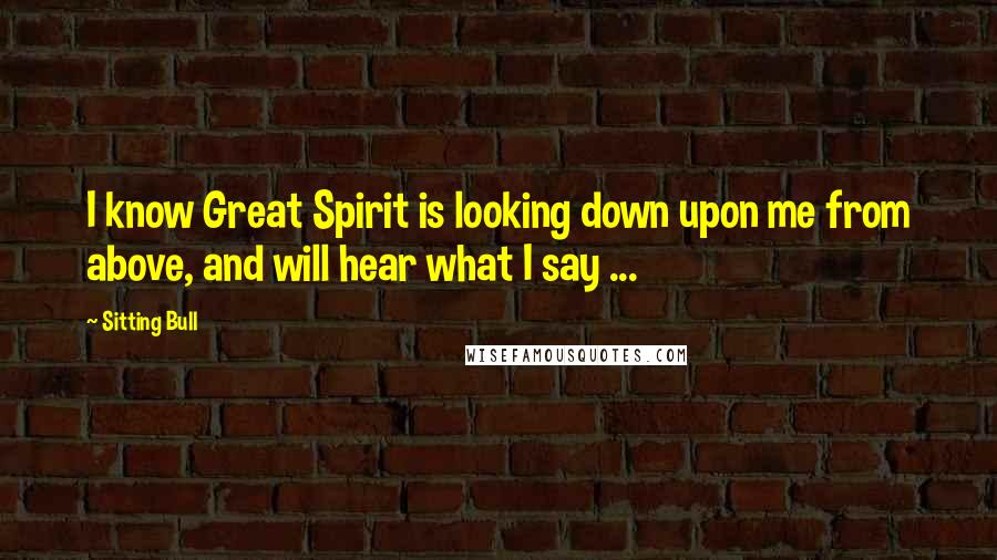 Sitting Bull Quotes: I know Great Spirit is looking down upon me from above, and will hear what I say ...