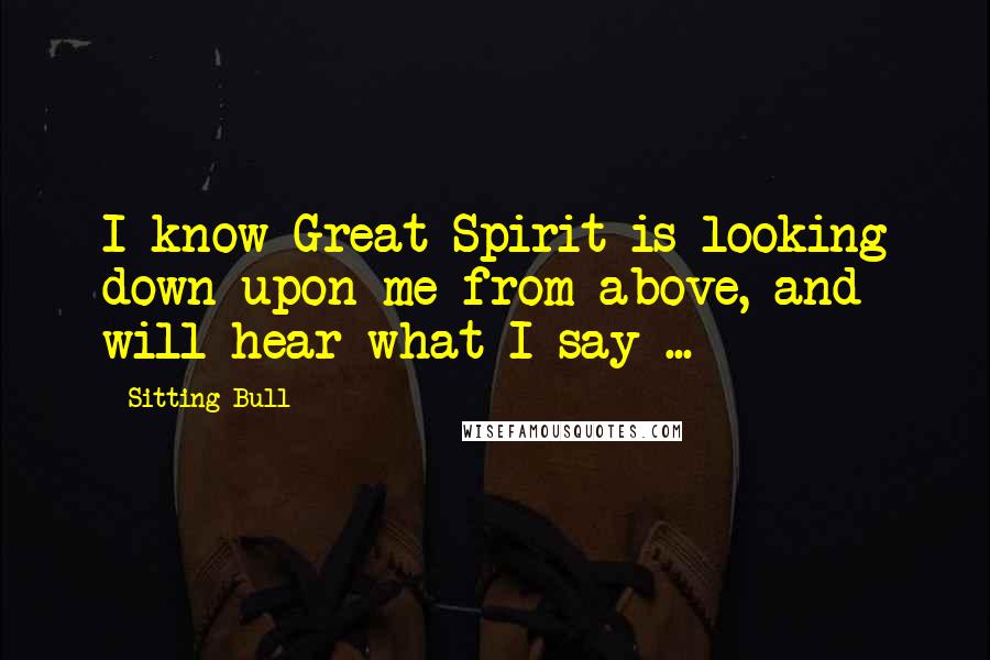 Sitting Bull Quotes: I know Great Spirit is looking down upon me from above, and will hear what I say ...