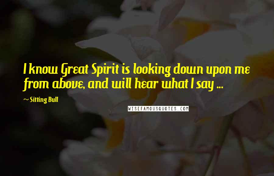 Sitting Bull Quotes: I know Great Spirit is looking down upon me from above, and will hear what I say ...