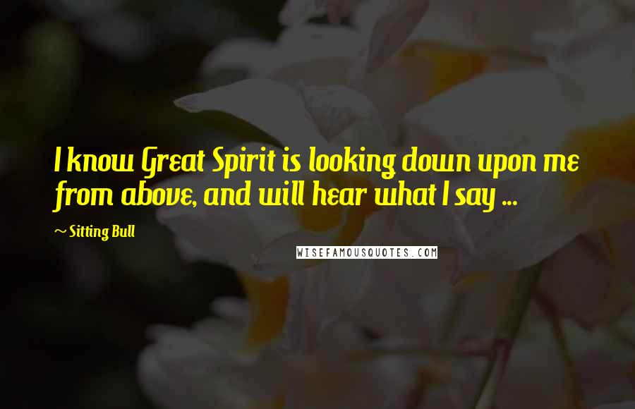 Sitting Bull Quotes: I know Great Spirit is looking down upon me from above, and will hear what I say ...