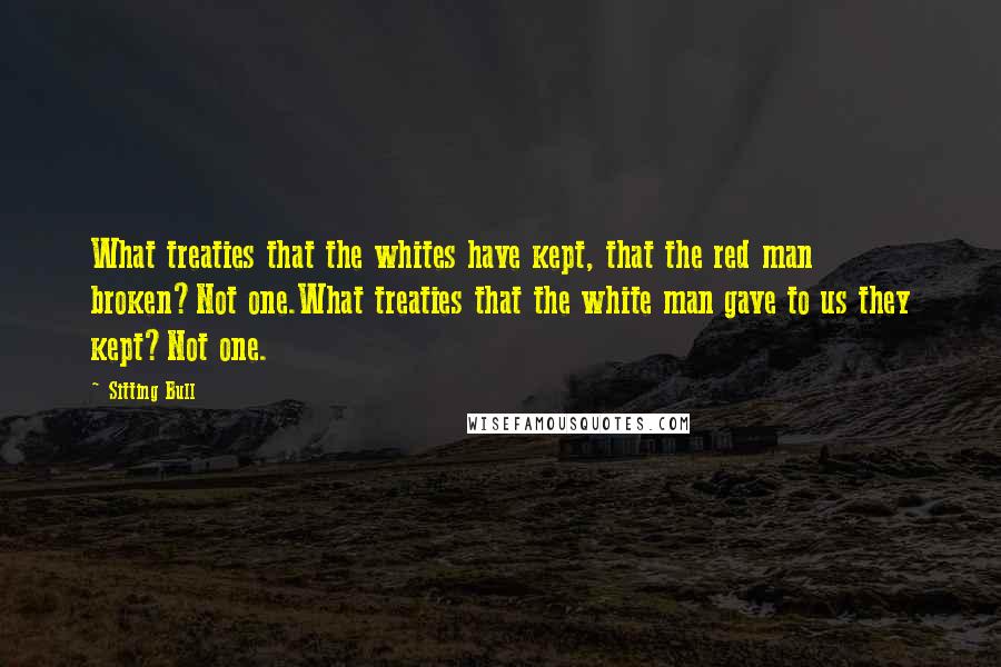 Sitting Bull Quotes: What treaties that the whites have kept, that the red man broken?Not one.What treaties that the white man gave to us they kept?Not one.