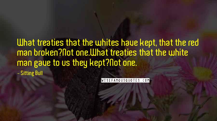 Sitting Bull Quotes: What treaties that the whites have kept, that the red man broken?Not one.What treaties that the white man gave to us they kept?Not one.