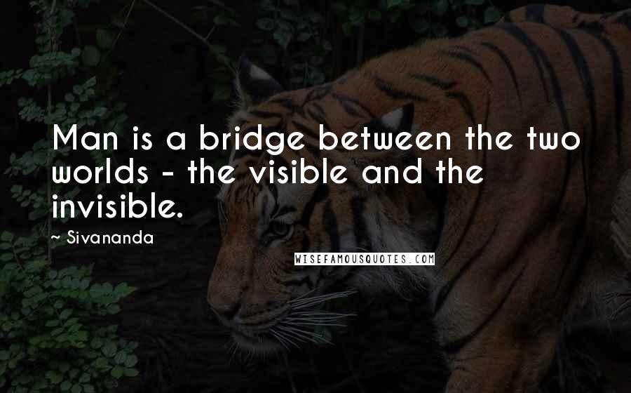 Sivananda Quotes: Man is a bridge between the two worlds - the visible and the invisible.